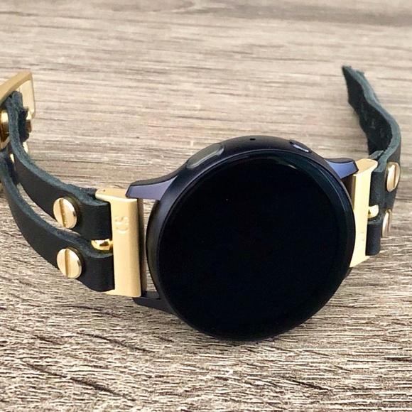 Galaxy Active Black & Gold Leather Straps Bracelet main image 9